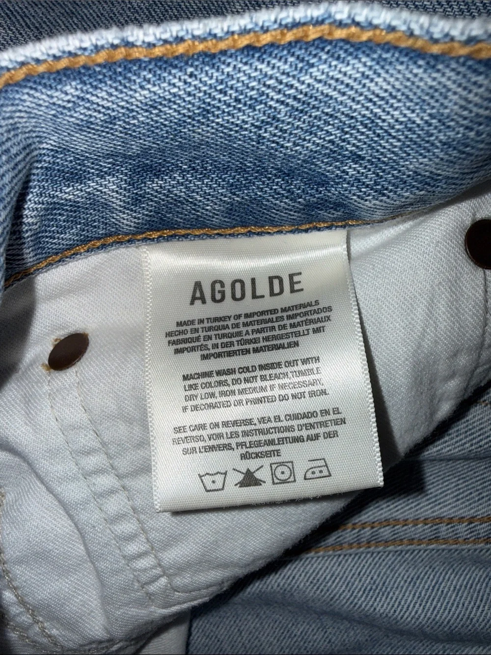 AGOLDE Light Blue Wide Cropped Straight-Leg Denim Jeans Size 29 Buttonfly - Picture 3 of 6